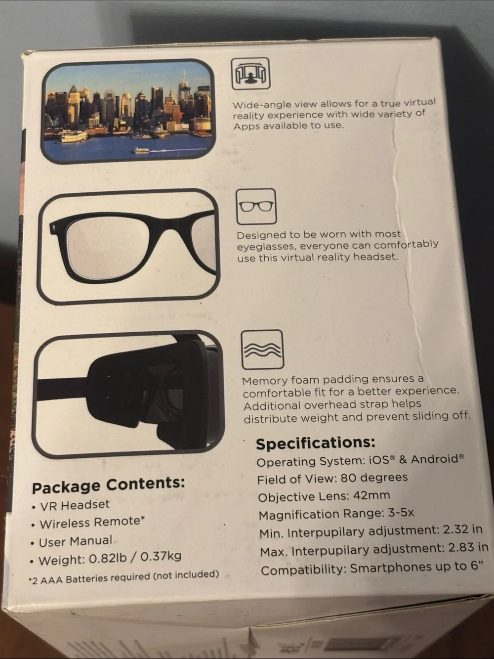 Hype Cynoculars Virtual Reality Headset with Remote - White